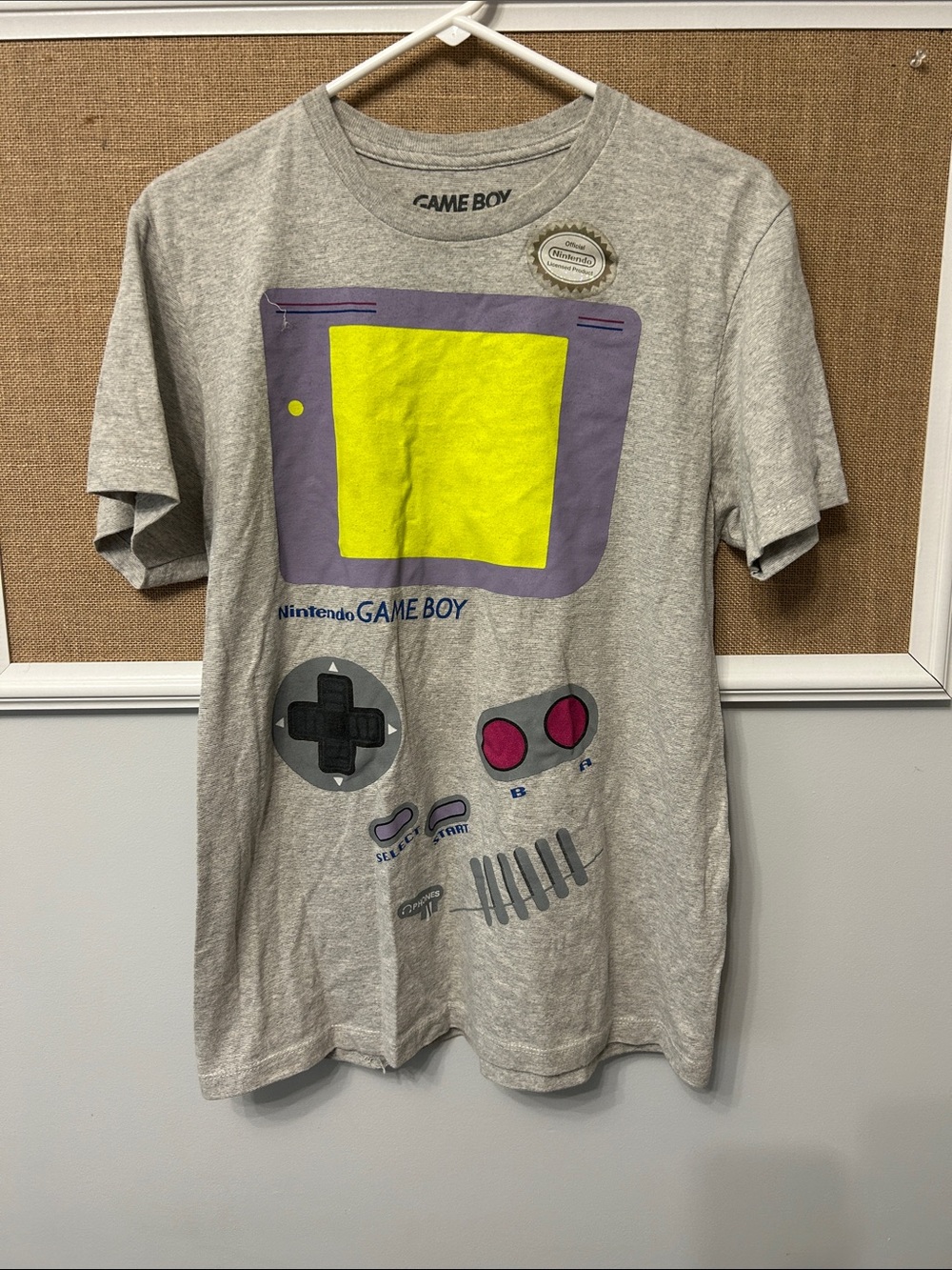 Nintendo Game Boy Graphic Tee - Gray with Yellow & Purple Screen Accents